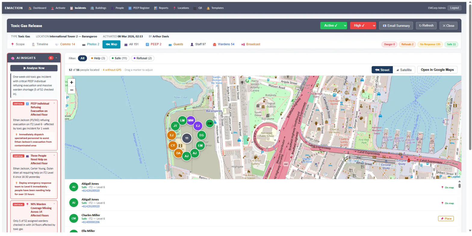 EMAction live GPS map